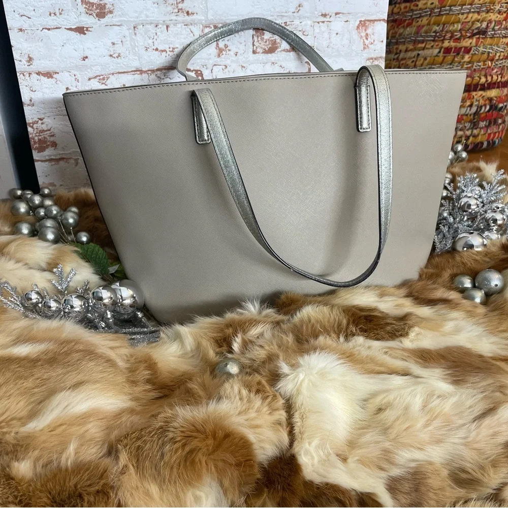 Kate Spade Taupe Tote with Metallic Straps